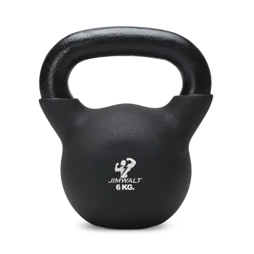 Image of Jimwalt Premium Black Series Neoprene Coated Solid Kettlebell - Non Slip Grip | Reach Compliant | From the House of Heal