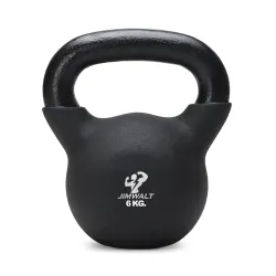 Jimwalt Premium Black Series Neoprene Coated Solid Kettlebell - Non Slip Grip | Reach Compliant | From the House of Heal