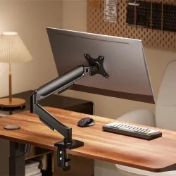 Jin Office Single Monitor Gas Spring Arm | Supports 13-32 \' Screen | 10KG Weight Capacity, 1 Year Warranty | Height Adjustable Desk Mount | Spring Adjustment Monitor Stand | Tilt, Swivel, R...
