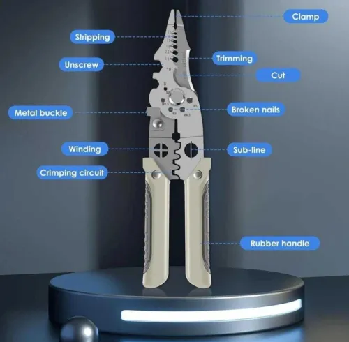 Image of Jiqop Multifunctional Wire Stripper Crimper Cable Cutter Professional Electrical Wire Stripping Tool Wire Cutter Wire Cu