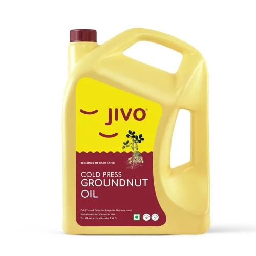 Image of Jivo Groundnut Oil 5 Litre | Cold Pressed, Unrefined Peanut Oil for Cooking | Vitamin A & D Fortified, Chemical-Free Gro