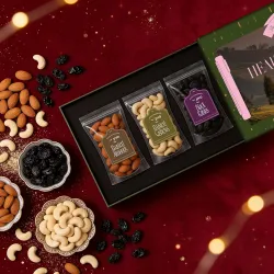 Jivo Dry Fruits Gift Box | Roasted Cashews, Roasted Almonds with Black Raisins | Gift Hamper for Festivals, Family, Frie