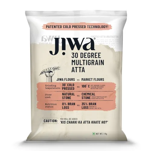 Image of Jiwa 30 Degree Multigrain Flour / Atta | 1 Kg | Patented Cold Pressed Flour | Slow Ground | Sweet Taste And Aroma | Puff