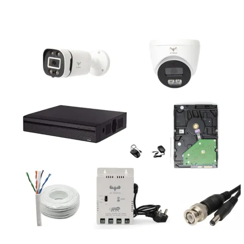 Image of JK Vision 2.4MP ColorVu CCTV Camera System for Home, Office, School (1 Bullet, 1 Dome, 500 GB Hard Disk, 4 Channel Power
