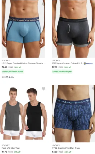 Image of Jockey inner wear Min. 30% off
