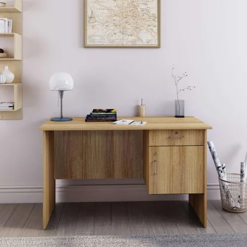 Image of Joey Engineered Wood Study Table (Free Standing, Finish Color - Teak, Knock Down)