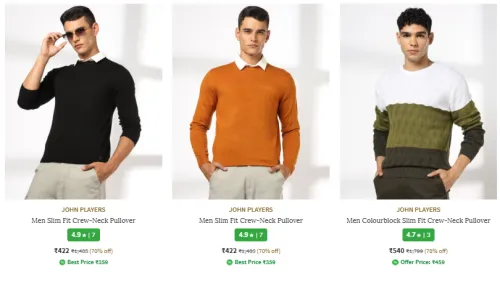 Image of John Players Men's Sweaters & Cardigans @ Flat 70% OFF