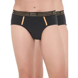 John Players Pack of 2 Cotton Brief Underwear for Men with Striped Waistband
