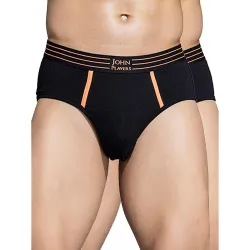 John Players Pack of 2 Cotton Brief Underwear for Men with Striped Waistband