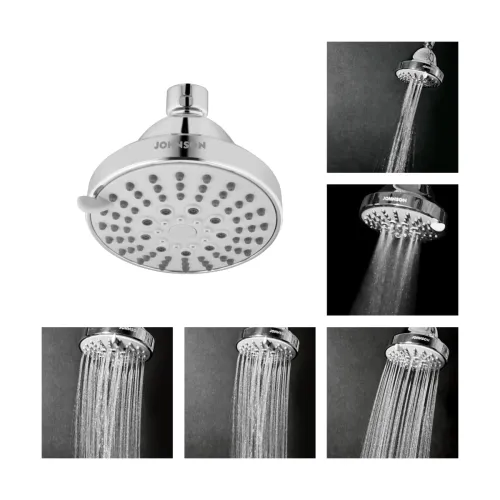Image of Johnson Hydra 5-Flow Round Overhead Shower (100mm)