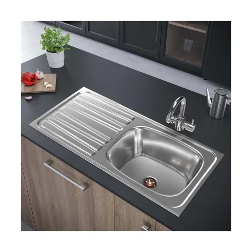 Image of Johnson Nexa SS304 Single Bowl Kitchen Sink with Drain Board (37x18x8inch)