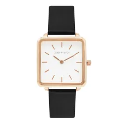 Joker & Witch Emily 28mm White Dial 16mm Black Faux Leather Strap Watch for Women