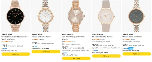 Image of Joker & Witch Women's Watch at minimum 80% Discount