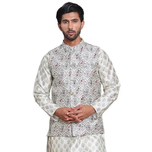 Image of Jompers Digital Printed Nehru Jacket For Men