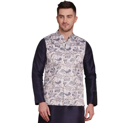 Image of Jompers Men's Floral Printed Nehru Jacket