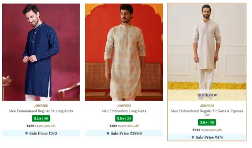 Image of JOMPERS Men's Kurta & Pyjamas Set at minimum 90% Discount