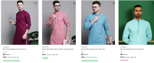 Image of Jompers Men's Kurtas upto 84% Discount