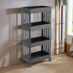 jondy 4 Layer-Tier Plastic Modular Fruits & Vegetable Trolley Plastic Free Standing Chest of Drawers (Finish Color - ALL