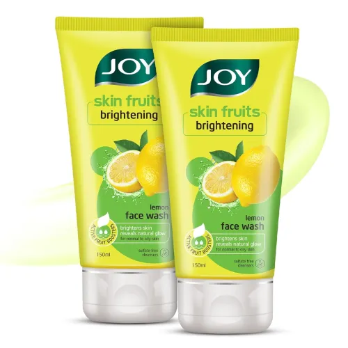 Image of Joy Skin Fruits Lemon Brightening Face Wash 150ml x 2 | with Vitamin C for Glowing Skin | Reduces Dark Spots, Removes Ex