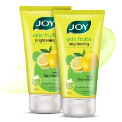 Joy Skin Fruits Lemon Brightening Face Wash 150ml x 2 | with Vitamin C for Glowing Skin | Reduces Dark Spots, Removes Ex