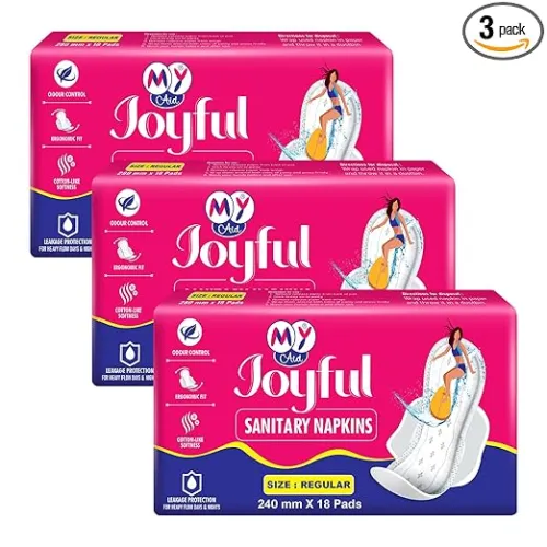 Image of Joyful Sanitary Napkins for Women | Cotton Soft, Super Absorbent, Odour & Rash Free, Leak-Proof Pad for Heavy Flow, Over