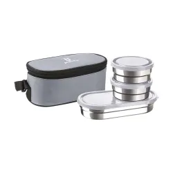 JOYO Executive Smart Lunch Box with Zipper Pouch, 500ml Containers, Leakproof (Grey)