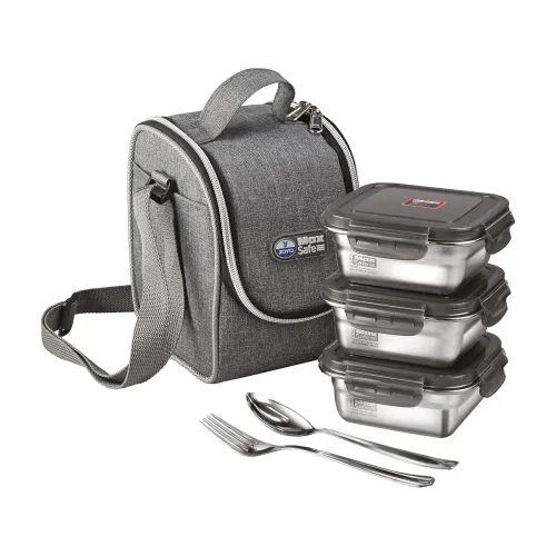 Image of Joyo 100% Microwave Safe Stainless Steel Signature Lunch Pack Set of 3