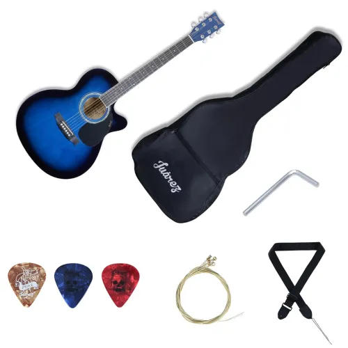 Image of Juarez JRZ40C / BLU 40-Inch Cutaway Acoustic Guitar with Dual Action Truss Rod, Gigbag, Picks, String Set, Strap - Blue