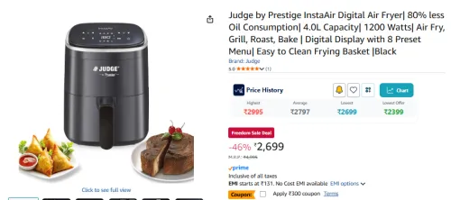 Image of Judge by Prestige InstaAir Digital Air Fryer 