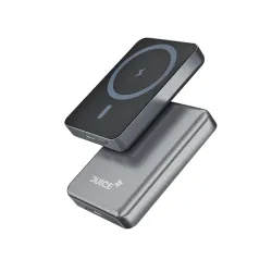 JUICE OJP1002 Magnetic Portable Charger | 5,000mAh Wireless Portable Charger with USB-C Cable | Type-C Input/Output with Max 15W Wireless Output Power Bank (Black)