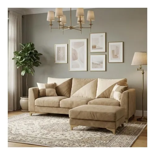Image of Juliet 4 Seater L Shape Sofa Set with Movable Ottomans | Flexible Layout