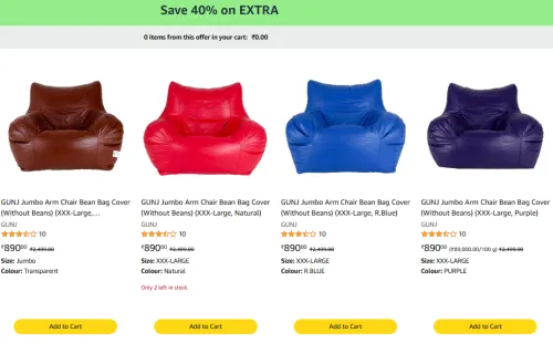 Image of Jumbo Arm Chair Bean Bag Cover XXX-Large @ ₹534
