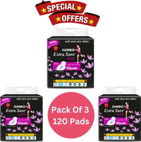 Image of Jumbo Extra Sure Sanitary Pad (120 Pads * pack of 3)