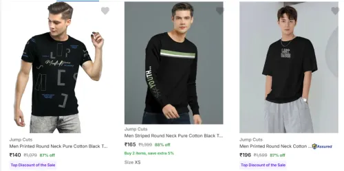 Image of Jump Cuts Men T-Shirt Starting @ ₹140