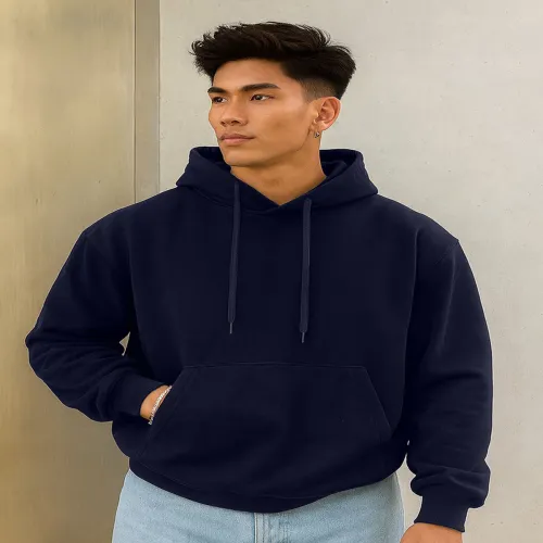 Image of JUMPCUTS Men Hooded Neck Long Sleeves Ribbed Hemline Sweatshirt