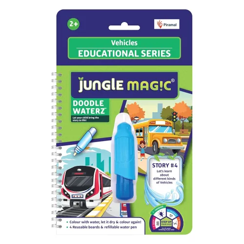 Image of Jungle Magic Plastic Doodle Waterz - Reusable I Water Colouring Book - Vehicles I Self-Drying with Easy to Hold Water Pe