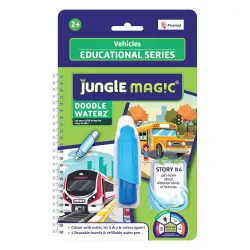 Jungle Magic Plastic Doodle Waterz - Reusable I Water Colouring Book - Vehicles I Self-Drying with Easy to Hold Water Pe