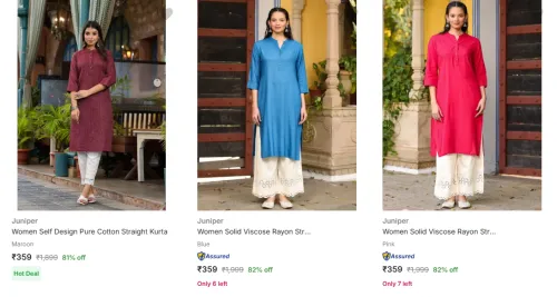Image of Juniper Women's Kurtas upto 82% Discount