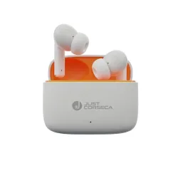 JUST CORSECA Soundwave Earbuds with Type C Charging | ANC & ENC Model | Low Latency Bluetooth 5.3 | IPX4 Water Resistance | Smooth Touch Controls (White)