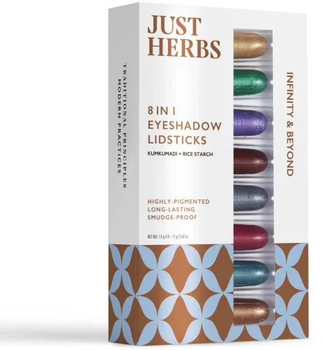 Image of Just Herbs 8In1Metallic-Shimmer Finish, eye Shadow Lidsticks 12 g 
