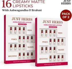 Just Herbs Ayurvedic Lipstick Micro-Mini Kit - 16 Shades Pack Of 2 (Multicolor, 9.6 g)