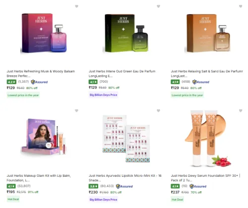 Image of Just Herbs Beauty Product Upto 91% Discount