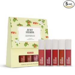 Just Herbs Herb Enriched Matte Liquid Lipstick | Set of 5 | Liquid Lipstick for Women | Deeps & Reds Shade | Hydrating &