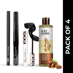 Just Herbs Eye Regime Combo Pack of 4 | Kajal, Eyeliner, Mascara, Makeup Remover  (Black, 150 g)