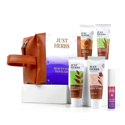 Image of Just Herbs Head To Toe Skincare Essentials Combo Pack with Shampoo | 