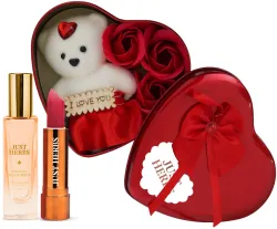 Just Herbs Romantic Heart Gift Set | Lipstick & EDP Combo for Women (Pack of 3)