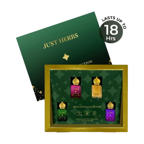 Image of Just Herbs Royal Collection Floral Attar Set of 4