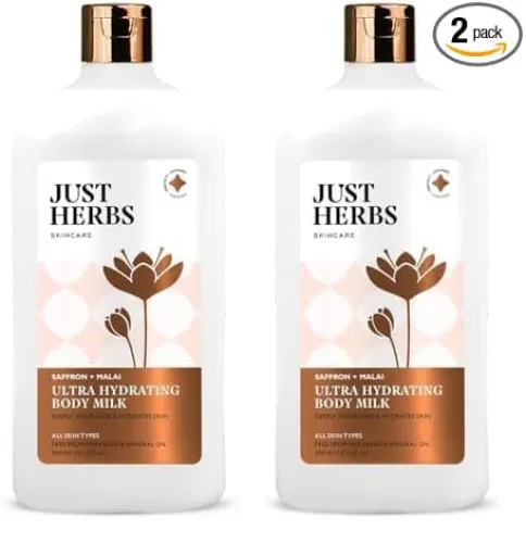 Image of Just Herbs Saffron + Malai Nourishing Body Milk Moisturizer