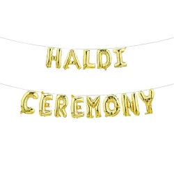 Just Party Haldi Ceremony Theme Foil Balloon Banner Combo - Set Of 13Pcs