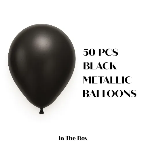 Image of Just Party Metallic Balloons - Pack of 50 (Black)